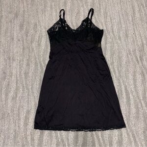 VTG 70’s Gaymode Penney Black Lace & Satin Slip Dress Women’s Size 34